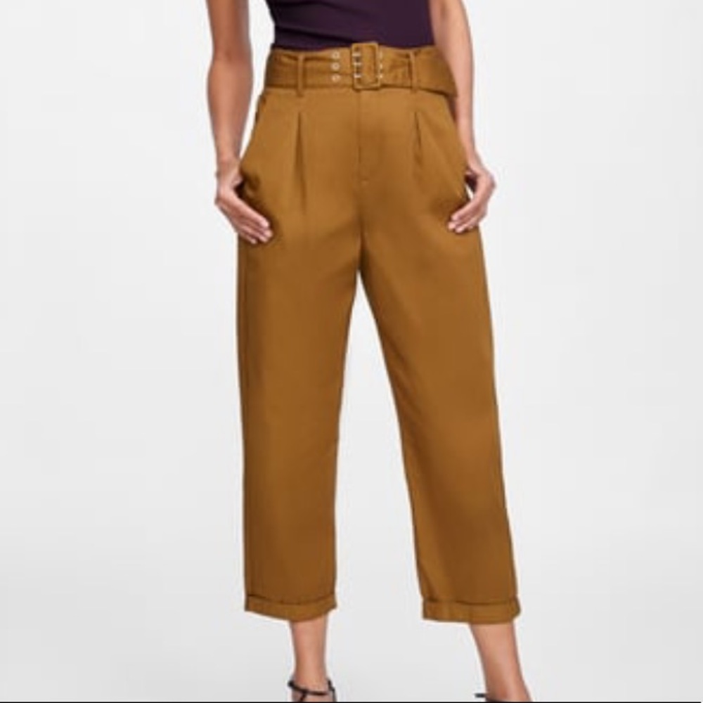 Zara pants with belt and pleat